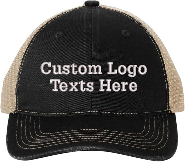 INK STITCH C600 Custom Embroidery Texts Logo Distressed Trucker Caps