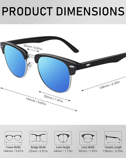 GQUEEN Classic Horn Rimmed Semi Rimless Polarized Sunglasses for Men Women GQO6