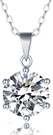 IMOLOVE Moissanite Solitaire Pendant Necklaces for Women Sterling Silver with 18K White Gold Plated 1-3 Carat D Color VVS1 Clarity Mossanite Jewelry for Women