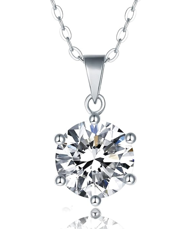 IMOLOVE Moissanite Solitaire Pendant Necklaces for Women Sterling Silver with 18K White Gold Plated 1-3 Carat D Color VVS1 Clarity Mossanite Jewelry for Women