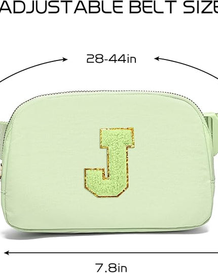 Gitus Gifts for 8 9 10 11 12 Year Old Girls Belt Bag Fanny Pack Crossbody Bags with Initial Letter Patch Cute Stuff Birthday Gifts for Teen Girls Women Personalized Trend Stuff (Light Green-J)
