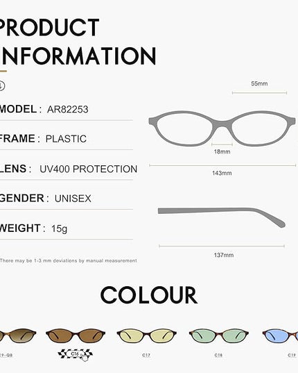 Retro Oval Cat Eye Sunglasses for Women Y2k Trendy Narrow Sunnies Designer Sun Glasses AR82253