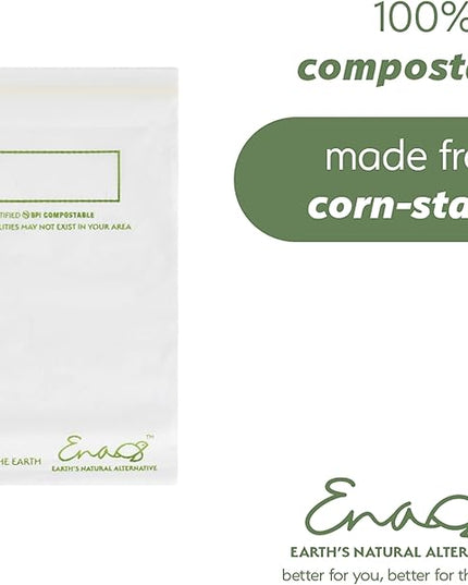 100% Compostable Food Storage Bags [Gallon 50 Pack] Eco-Friendly Freezer Bags, Resealable Bags, Heavy-Duty, Reusable, Off-White by Earth's Natural Alternative