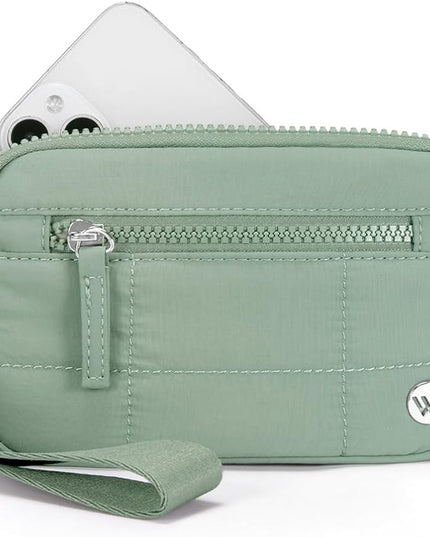WESTBRONCO Wristlet Wallets for Women Nylon Quilted RFID Wallet with 3 Zipper Purse for Travel