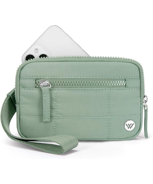 WESTBRONCO Wristlet Wallets for Women Nylon Quilted RFID Wallet with 3 Zipper Purse for Travel