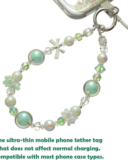 Handmade Flower & Butterfly Phone Wrist Strap Lanyard - Detachable Anti-Drop Strap with 2 Tether Tabs -Women's Gift