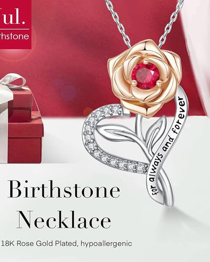 LAVALE Heart Birthstone Necklace for Women, Ideal Anniversary Birthday Gifts for Women Wife Girlfriend Her, Amazing Valentine's day Gift for Mom Women