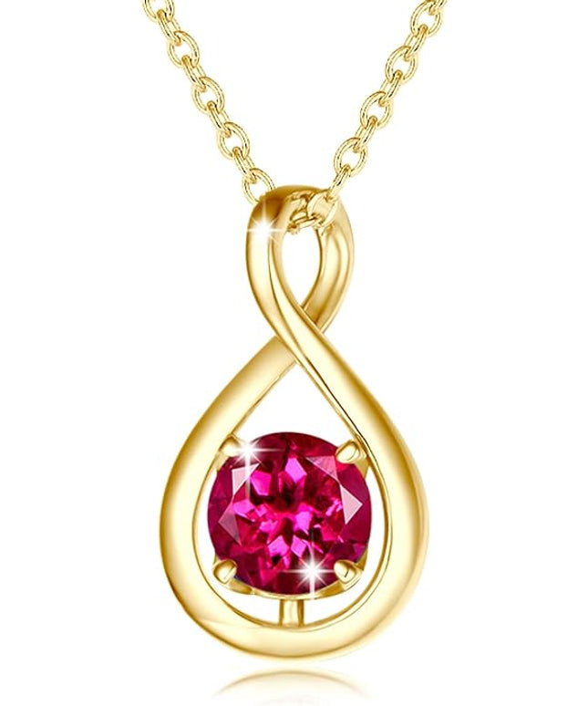 FANCIME Birthstone Necklaces for Women Fine Jewelry Sterling Silver Dainty Infinity Pendant Anniversary Birthday Christmas Gifts for Her Wife Mom Lady Daughter, Chain 16"+2" Extend