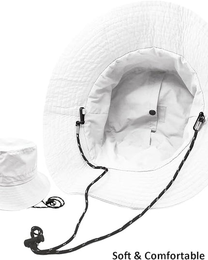 woogwin Waterproof Bucket Rain Hat with Chin Strap Quick Dry Packable Boonie Sun Hat Safari Hat UV Protection