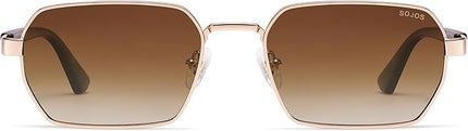 SOJOS Retro Rectangle Polarized 90s Sunglasses for Women Men,Trendy Narrow Hexagon Square Shades SJ1270