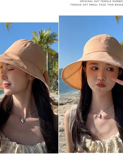 Womens Wide Brim Sun Hats UPF50+ UV Packable Beach Hat Summer Bow Decoration Bucket Cap for Travel