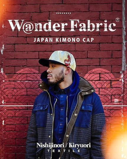 W@nderFabric Traditional Japanese Kimono Baseball Cap, Embroidered Pattern, Adjustable Snapback Flat Brim, 6-Panel Cap