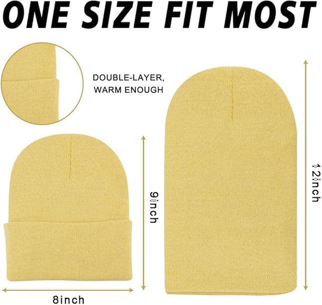ZH 12-Pack Knitted Winter Beanie Hats for Men and Women, Warm and Cozy Cuffed Skull Caps, Bulk Purchase