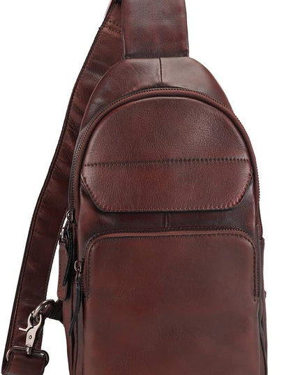 Genuine Leather Sling Bag for Man and Women Crossbody Purse Handmade Retro Shoulder Backpack Vintage Chest Bags