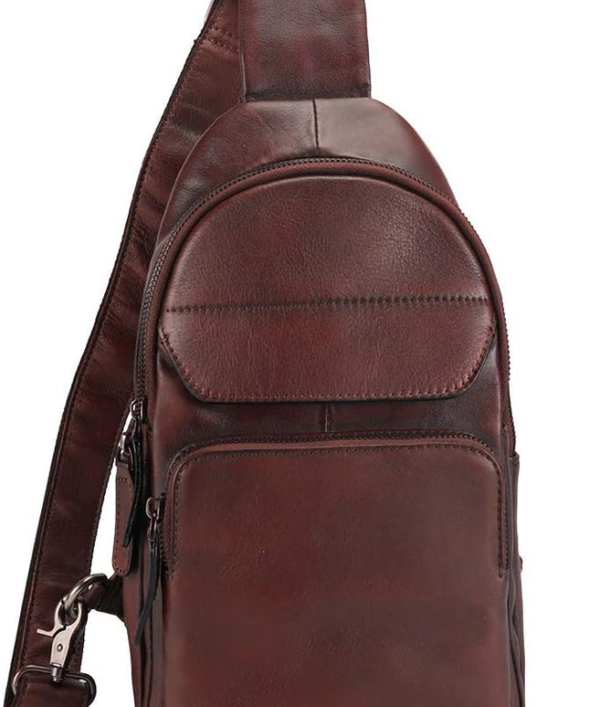 Genuine Leather Sling Bag for Man and Women Crossbody Purse Handmade Retro Shoulder Backpack Vintage Chest Bags