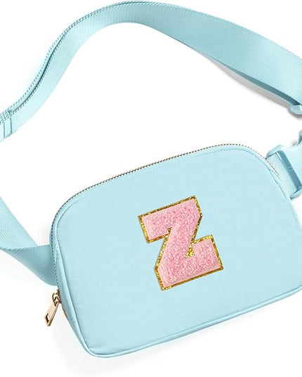 Gitus Gifts for 7 8 9 10 11 Year Old Girls Belt Bag Fanny Pack Crossbody Bags with Initial Letter Patch Birthday Gifts for Daughter Sister Friends Teen girls (Icing Blue-Z)