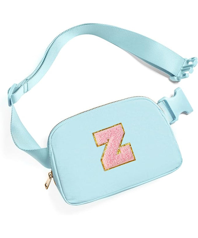 Gitus Gifts for 7 8 9 10 11 Year Old Girls Belt Bag Fanny Pack Crossbody Bags with Initial Letter Patch Birthday Gifts for Daughter Sister Friends Teen girls (Icing Blue-Z)