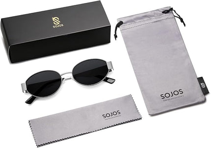 SOJOS Retro Oval Sunglasses for Women Trendy Classic Shades UV400 Protection SJ1256