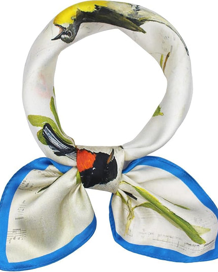 ANDANTINO 100% Real Mulberry Silk Scarf -21'' x 21''- Lightweight Neckerchief –Women Men Small Square Digital Printed Scarves