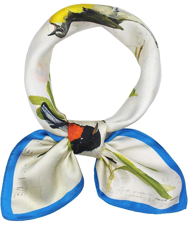 ANDANTINO 100% Real Mulberry Silk Scarf -21'' x 21''- Lightweight Neckerchief –Women Men Small Square Digital Printed Scarves