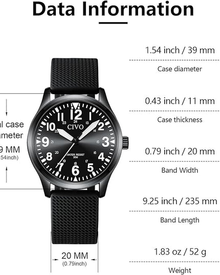 CIVO Analog Wrist Watches for Men: Waterproof Stainless Steel Mens Watches - Silver Watch with Easy Read Dial Men's Watch for Gift
