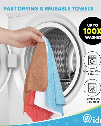AIDEA Microfiber Cleaning Cloth 165 Sheets 3 Roll, Microfiber Towels for Cars, Shop Rags Washable, Cleaning Rags Reusable Paper Towels for Automotive, Mechanic, Workshops, House,11×9", Coffee
