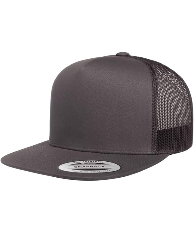 Yupoong 5-Panel YP Classic Trucker Cap | High Profile Flat Visor Snapback | OSFM | Bulk Packs Available