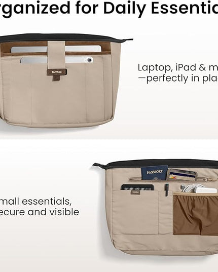tomtoc 14-inch Puffy Laptop Tote Bag for Women 10L, Lightweight Puffer Work Tote with Padded Device Compartment for 13/14-inch MacBook Laptop, Organized Work Bag for Office, Business, Daily Essentials