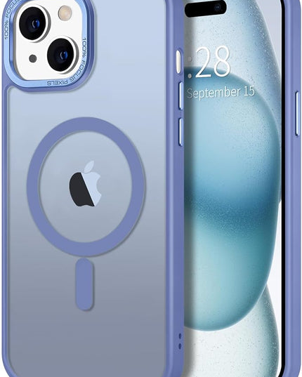 Hython Case for iPhone 15 Plus Case Magnetic Translucent Matte Phone Cases 6.7" [Compatible with MagSafe] Thin Slim Fit Shockproof Bumper Hard Protective Cover for Women Men Girls, Light Blue