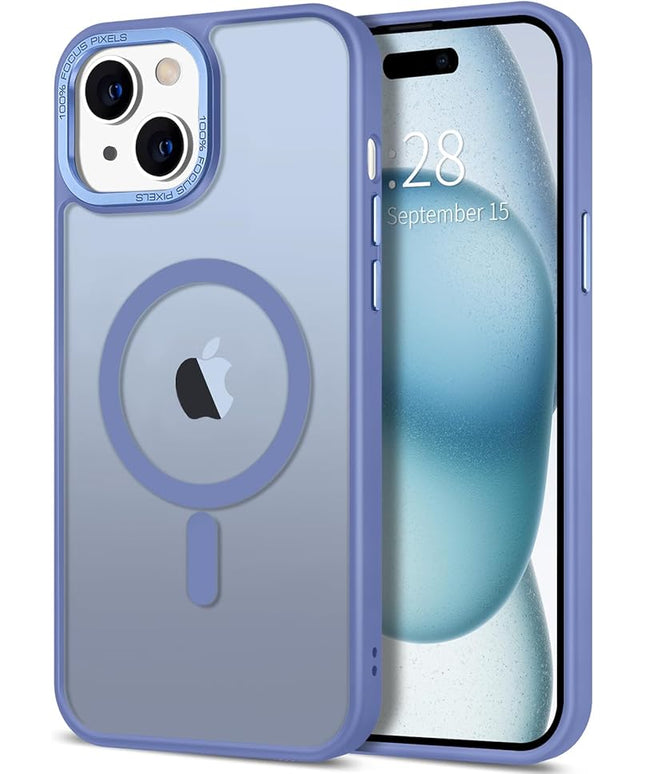 Hython Case for iPhone 15 Plus Case Magnetic Translucent Matte Phone Cases 6.7" [Compatible with MagSafe] Thin Slim Fit Shockproof Bumper Hard Protective Cover for Women Men Girls, Light Blue