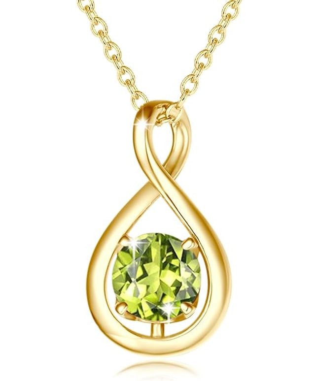 FANCIME Birthstone Necklaces for Women Fine Jewelry Sterling Silver Dainty Infinity Pendant Anniversary Birthday Christmas Gifts for Her Wife Mom Lady Daughter, Chain 16"+2" Extend