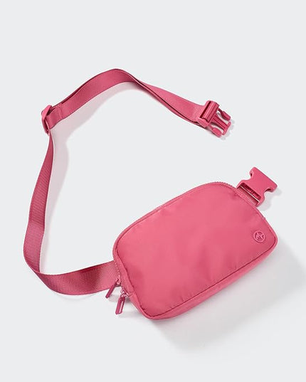 Pander Two Way Zipper Fanny Pack Nylon Everywhere Belt Bag for Women, Water Repellent Waist Packs, Crossbody Bags with Adjustable Strap (Hot Pink).