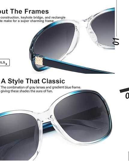 SIPHEW Polarized Sunglasses for Women | Vintage Square Sunglasses w UV400 Protection | Womens Wraparound Shade