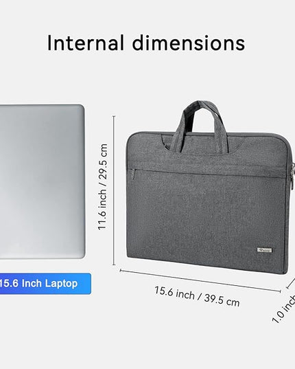 Voova Laptop Bag 15.6 Inch, Waterproof Computer Sleeve Carrying Case with Shoulder Straps & Handle Compatible with Macbook Air 15 M2/M3/M4, MacBook Pro 15/16, 15-16 Inch Hp Dell Lenovo Asus, Grey