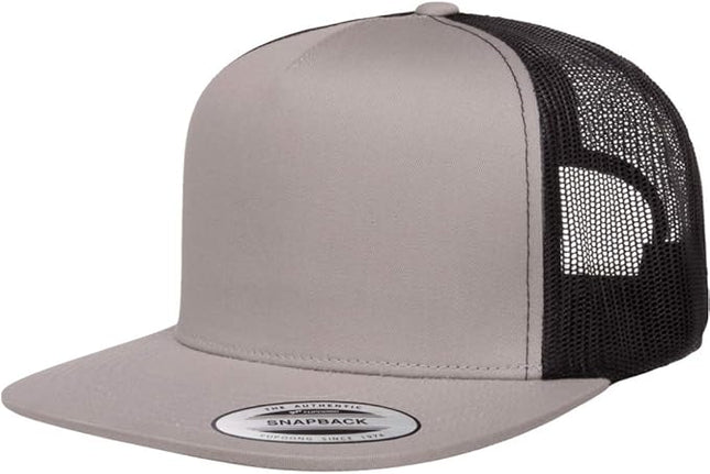 Yupoong 5-Panel YP Classic Trucker Cap | High Profile Flat Visor Snapback | OSFM | Bulk Packs Available