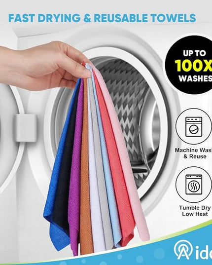 AIDEA Microfiber Cleaning Cloth Roll, White 50PK, Tear Away Reusable Paper Towels, Commercial Shop Rags, Microfiber Towels for Cars, Lint Free Rags for House, Kitchen, Automotive, 11.5"×11.5"