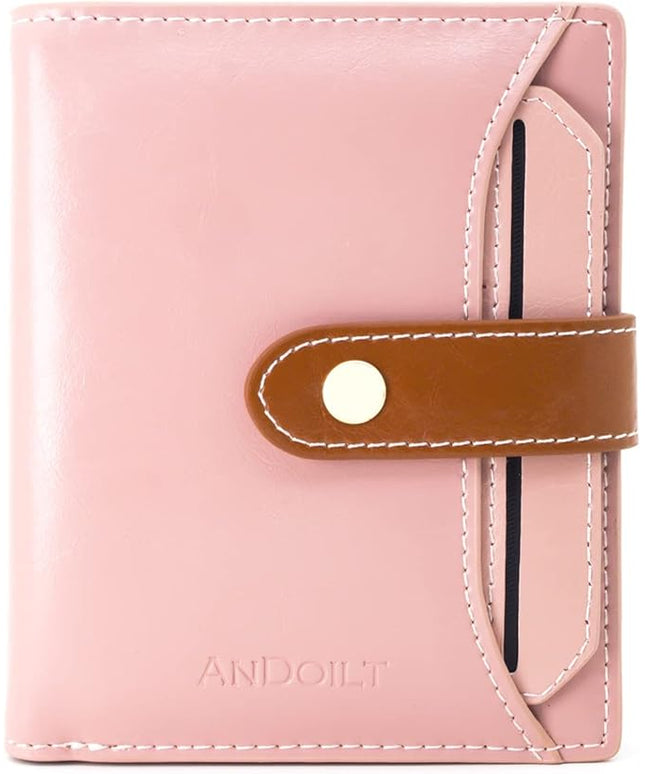 ANDOILT Wallets for Women Genuine Leather Small Bifold Wallet RFID Blocking Card Case Purse with ID Window Coin Pocket | Small, RFID Blocking, Card Case, Purse, with ID Window, Coin Pocket