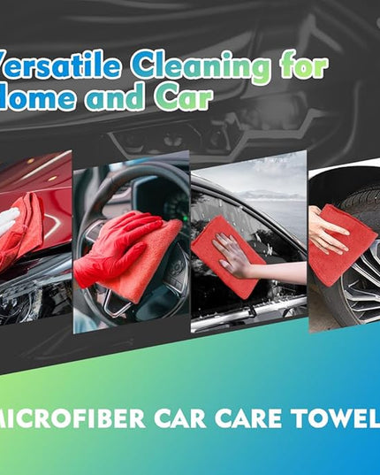 HOMEXCEL Red Microfiber Cleaning Cloth 12 Pack, 12.5 x 12.5 inch Microfiber Towels for Cars, Ultra Absorbent Car Washing Cloth, Lint Free Streak Free Cleaning Rags for Car, Kitchen, and Window