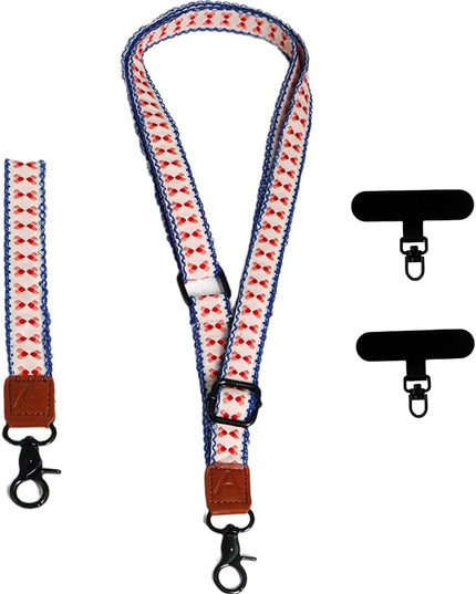 Adjustable Lanyard for Phone, Camera, Name Tags, ID card, Keychain and Wristlet Straps with 2 phone pads(Black)
