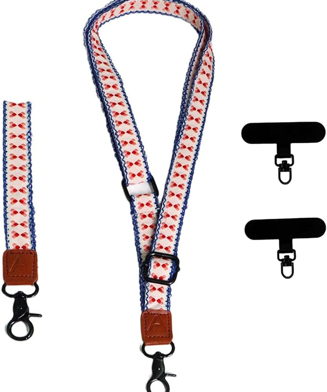 Adjustable Lanyard for Phone, Camera, Name Tags, ID card, Keychain and Wristlet Straps with 2 phone pads(Black)