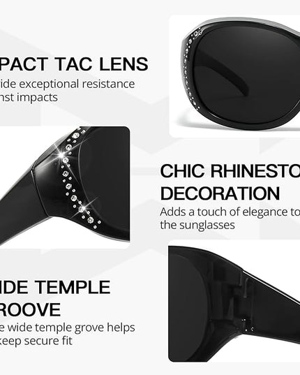Myiaur Polarized Fit Over Glasses Sunglasses for Women Men, Over Sunglasses with UV400 Protection Anti Glare for Driving