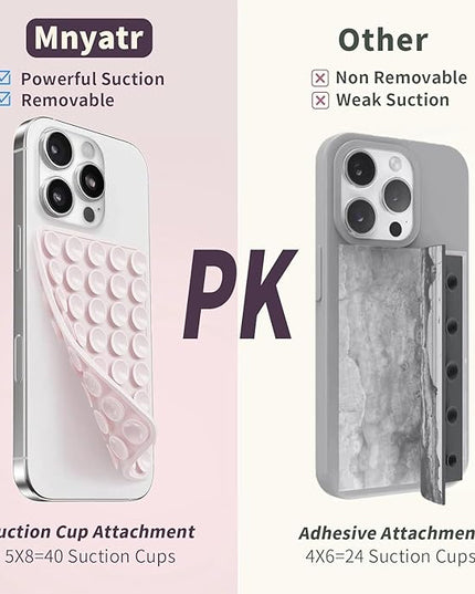 (2 Pack) Silicone Suction Cup Phone Case Mount Double Sided, Sticky Phone Grip with Higher Suction Power for Cell Phone, Hands-Free Phone Accessories for Selfies and Videos, Clear & Light Pink