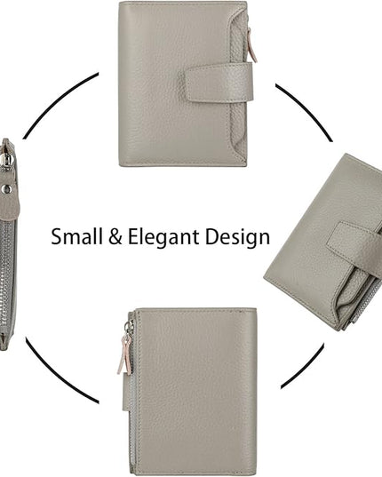 Lavemi Small Compact Women Wallet RFID Blocking Genuine Leather Bifold Purse with ID Windows