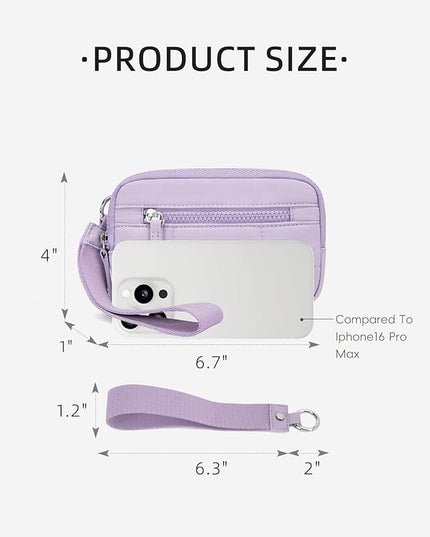 WESTBRONCO Wristlet Wallets for Women Nylon Quilted RFID Wallet with 3 Zipper Purse for Travel