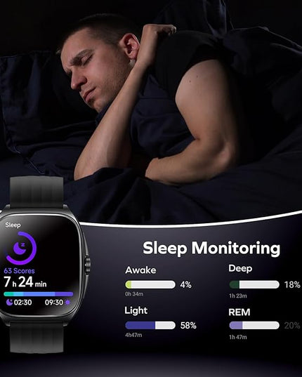 MOMAX Smart Watch for Men and Women, 1.85" AMOLED Display Fitness Tracker, Heart Rate Sleep Monitor for Men Women, IP68 Waterproof Sport Watch, Answer/Make Calls, Compatible with Android iPhone