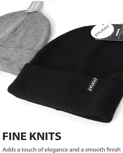 Zylioo Oversize Beanie Hats, XXL Big Size Ribbed Knit Cuffed Winter Hat for Cold Weather, Warm Skull Watch Cap
