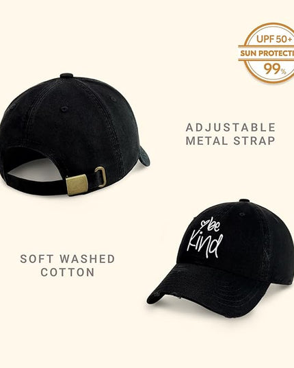 CHOK.LIDS Be Kind Trendy Womens Baseball Cap Unisex Fashion Cotton Polo Style Fun Inspirational Saying Seasonal Headwear