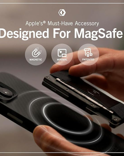 Ridge Wallets for Men Compatible with Magsafe - Slim Minimalist Compact Wallet and Card Holder, RFID Protected Front Pocket Wallets for Men with Integrated Cash Strap (Carbon Fiber 3K)