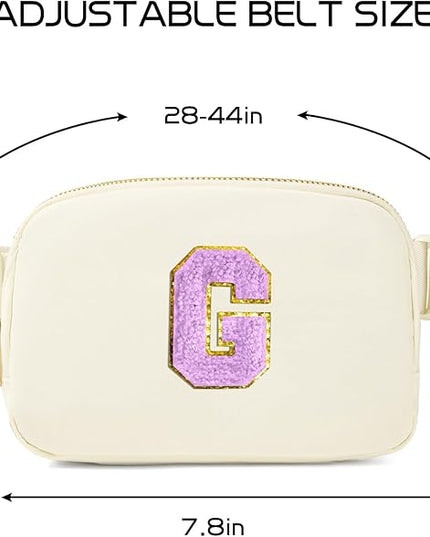 Gitus Gifts for 8 9 10 11 12 Year Old Girls Belt Bag Fanny Pack Crossbody Bags with Initial Letter Patch Cute Stuff Birthday Gifts for Teen Girls Women Personalized Trend Stuff (Ivory-G)