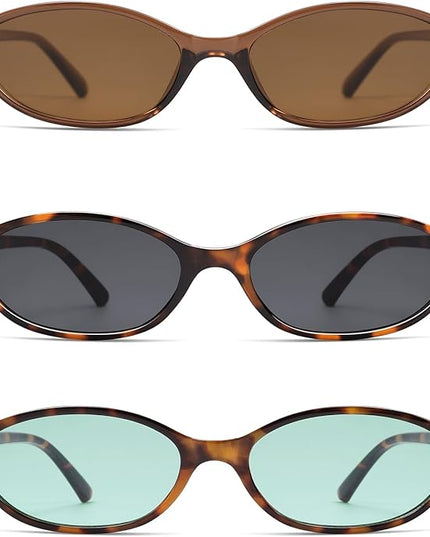 Retro Oval Cat Eye Sunglasses for Women Y2k Trendy Narrow Sunnies Designer Sun Glasses AR82253